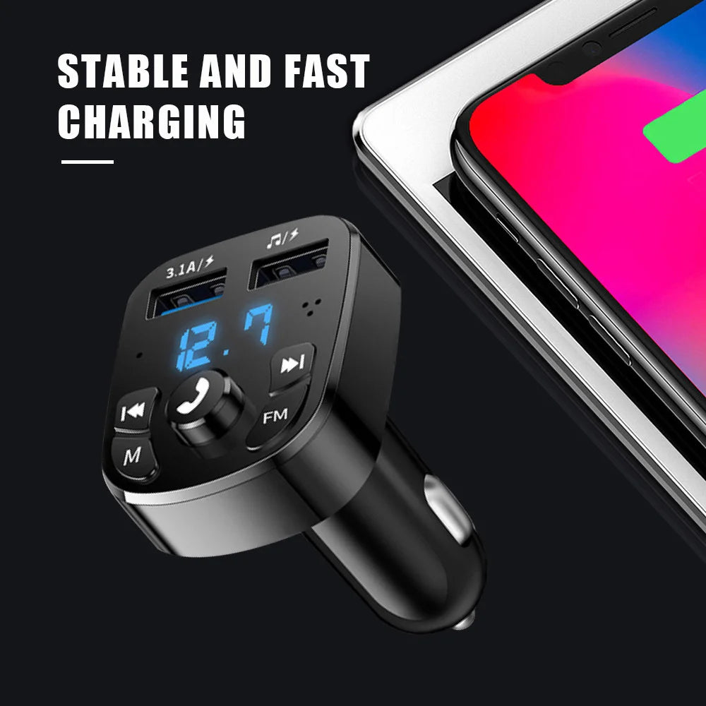 Car Charger FM Transmitter Bluetooth Audio Dual USB Car MP3 Player autoradio Handsfree Charger 3.1A Fast Charger Car Accessories