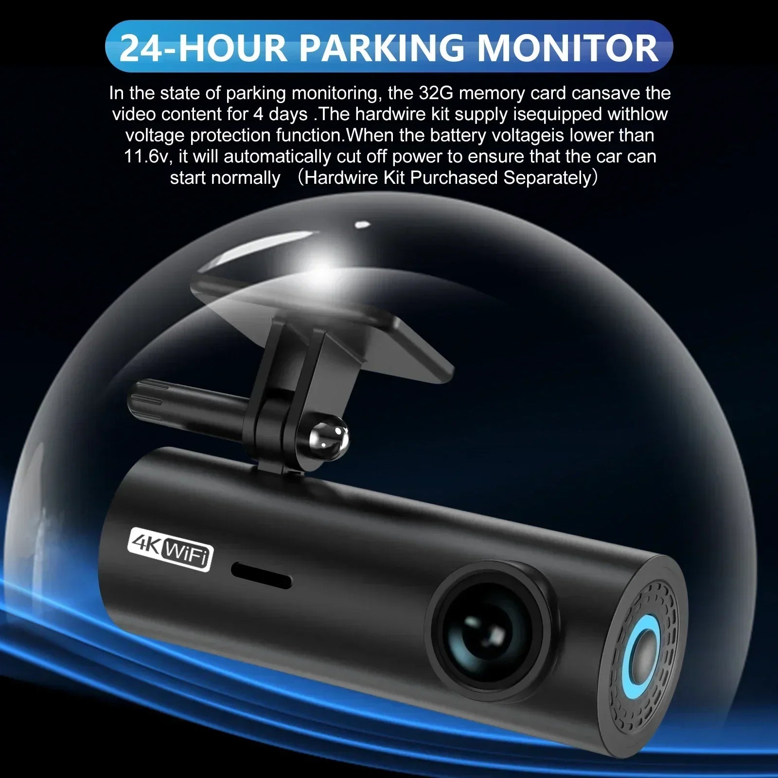 4K Car Dash Cam DVR Recorder Auto Recorder APP Control Black Box WIth WIFI Voice 24h Parking Monitoring function car accessories