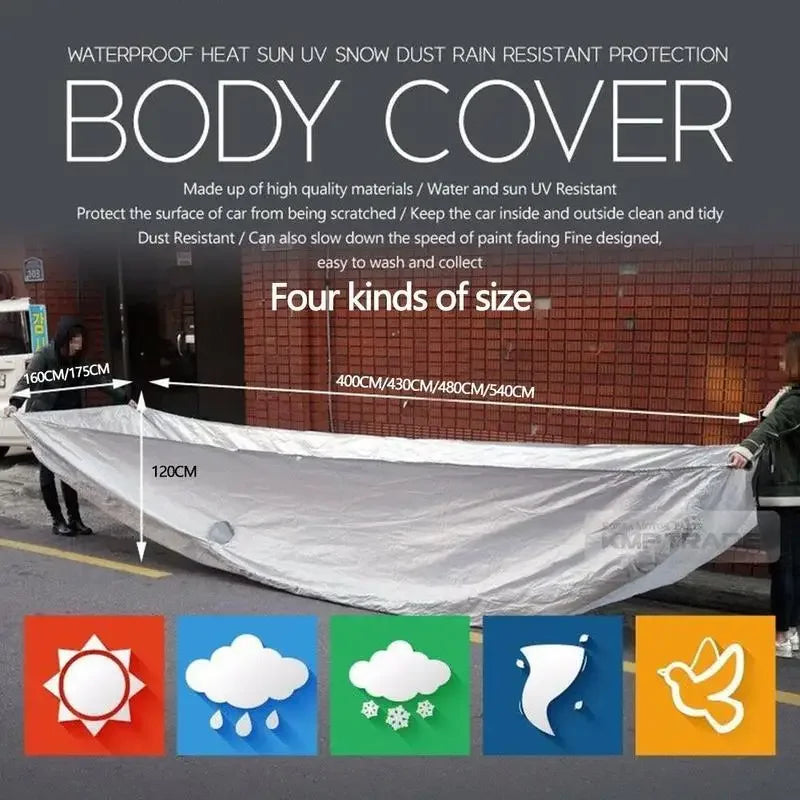 Universal Exterior Car Cover Scratch Resistant UV Protection Outdoor Full Car Shade Waterproof Dustproof Hatchback Awning Auto
