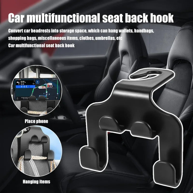Multifunctional Car Seat Back Hook 1/2pcs Double Head Phone Hanger Headrest Hanging Bag Storage Hanger Car Interior Accessories