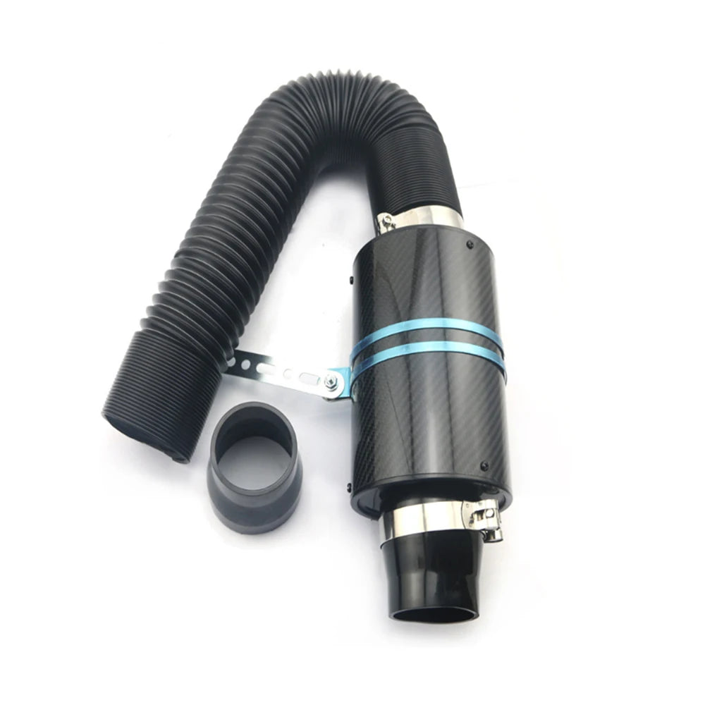1 Set Universal Car 3 inch Carbon Fibre Cold Air Filter Feed Enclosed Intake Induction Pipe Hose Kit Universal