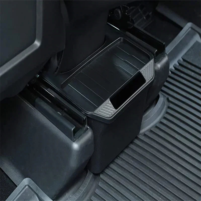 Tesla Model Y Rear Center Console Storage Box Stowing Tidying TPE Box with Cover Trash Can Under Seat Car Accessories