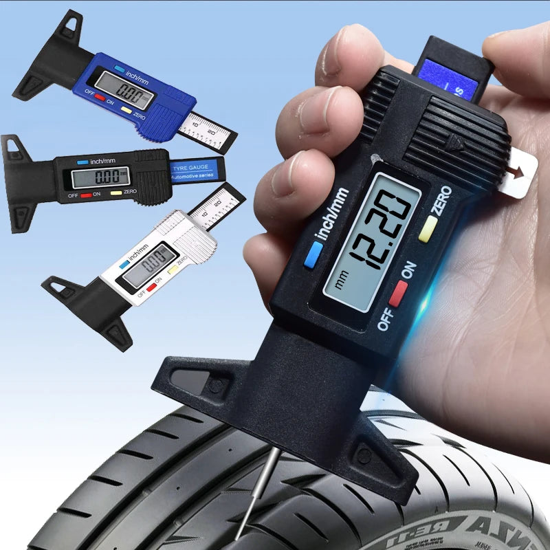 Digital Display Car Tyre Tire Tread Depth Gauge Meter Measurer Tool Caliper Thicknes Gauge Brake Pad Shoe Wear Monitoring System