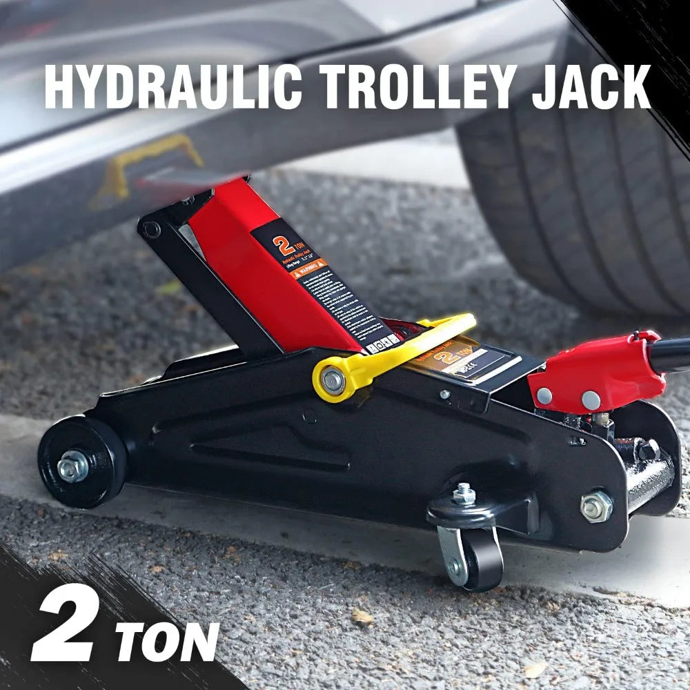 DNA MOTORING TOOLS-00234 Low Profile Hydraulic Trolley Service/Floor Jack, 2 Ton (4000 lbs) Capacity, Lifting Range 5.1"-13"